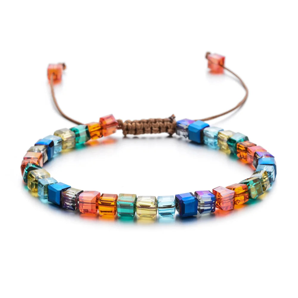 luckacco shop's pick sparking mixed glass crystal bracelet rainbow style fashion shinning charm bracelets for women wedding jewelry gift