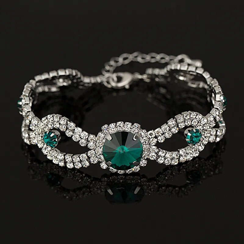 luckacco women new brand designer hot sell fashion charm jewelry women wedding austrian crystal bracelet for wedding b009