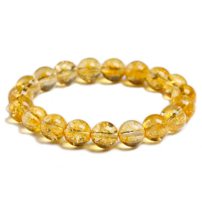Luckacco Natural Yellow Citrine Stone 6mm 8mm 10mm Beads Bracelet Handmade Quartz Jewelry for Woman Men Unisex Stretch Bangle Gift