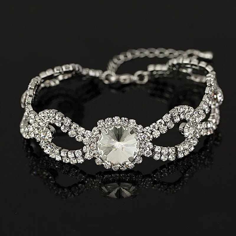 luckacco women new brand designer hot sell fashion charm jewelry women wedding austrian crystal bracelet for wedding b009
