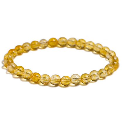 Luckacco Natural Yellow Citrine Stone 6mm 8mm 10mm Beads Bracelet Handmade Quartz Jewelry for Woman Men Unisex Stretch Bangle Gift