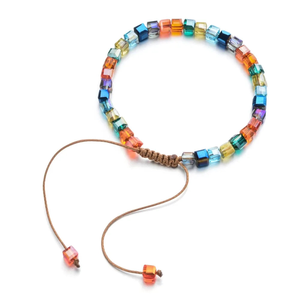 luckacco shop's pick sparking mixed glass crystal bracelet rainbow style fashion shinning charm bracelets for women wedding jewelry gift