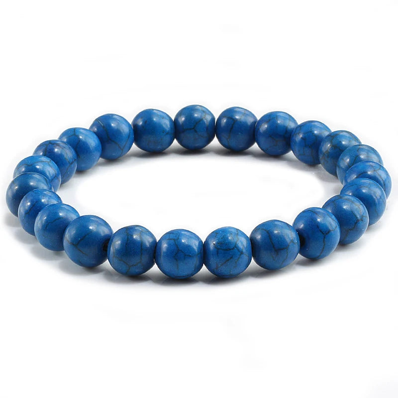 luckacco high quality blue white green red natural stone bracelet homme femme charms 8mm men strand beads yoga bracelets women