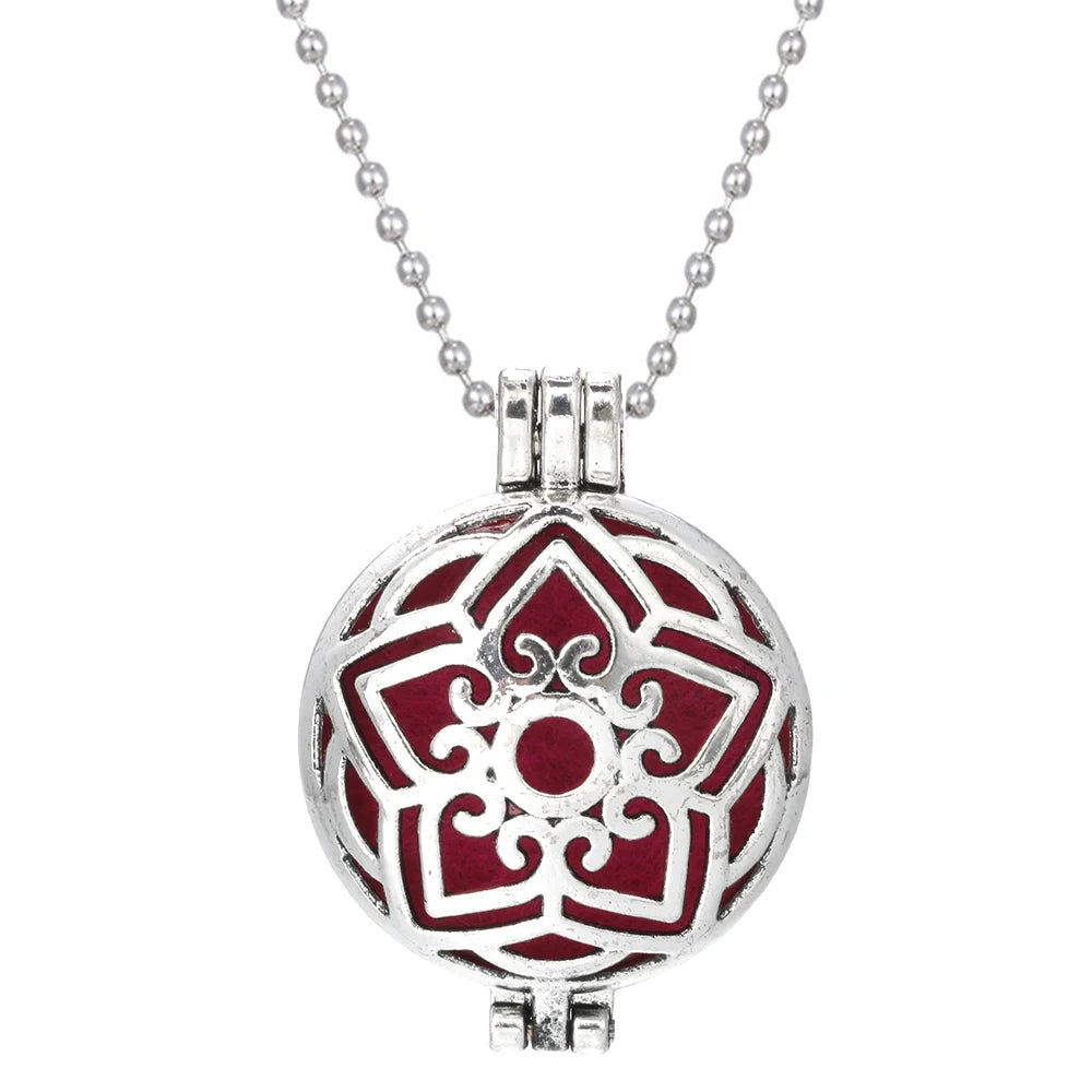 luckacco aromatherapy necklace tree of life diffuser jewelry vintage open locket pendant essential oil perfume aroma diffuser necklace