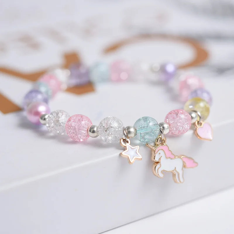 luckacco popcorn bead sweet bracelet for children women cute cloud flower pendant bracelets kids girls charm wish bracelet