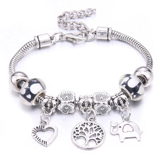 Luckacco  dragonfly owl Shape Crystal Charm Bracelets Beads Bracelet Women DIY Beads Brand Bracelets & Bangles Jewelry Gift