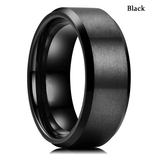 Luckacco Fashion 8mm Black Tungsten Wedding Celtic Dragon Rings Inlaid Blue Zircon Stainless Steel Rings for Men Blue Carbon Fibre Ring