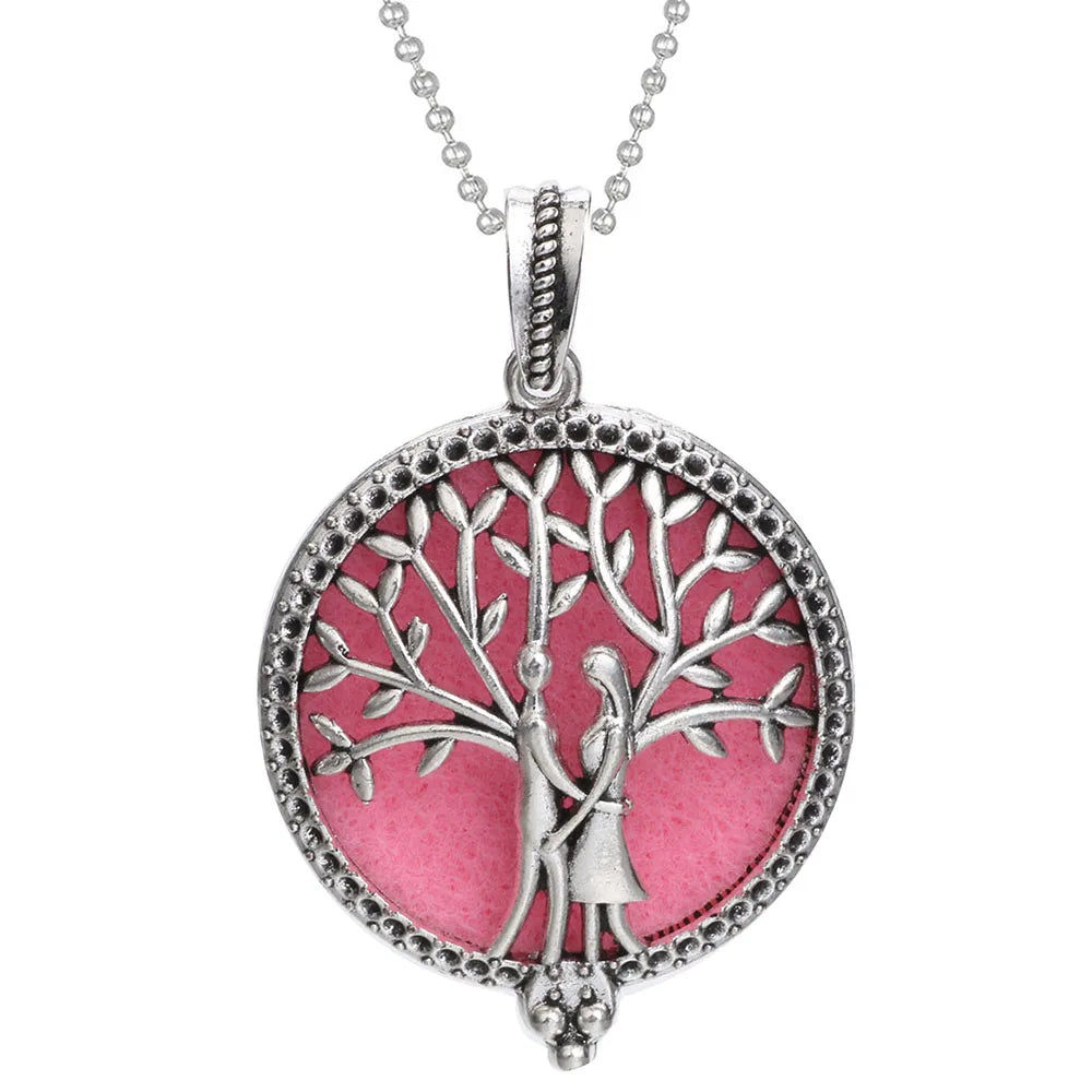luckacco aromatherapy necklace tree of life diffuser jewelry vintage open locket pendant essential oil perfume aroma diffuser necklace