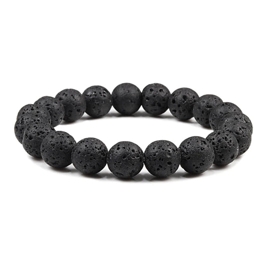 Luckacco 10mm Tiger Eye Natural Stone Beads Bracelet 3 Size Buddha Lava Round Beads Elasticity Rope Bracelets for Men Yoga Handmade Jewel