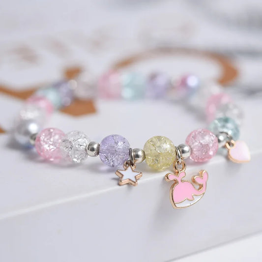 Luckacco Popcorn Bead Sweet Bracelet For Children Women Cute Cloud Flower Pendant Bracelets Kids Girls Charm Wish Bracelet