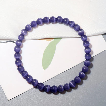 Luckacco Natural Opal Beads Bracelets Smooth Cat Eye Quartz Chakra Beads Bracelet & Bangle for Women Men Adjustable Wrist Jewelry pulsera