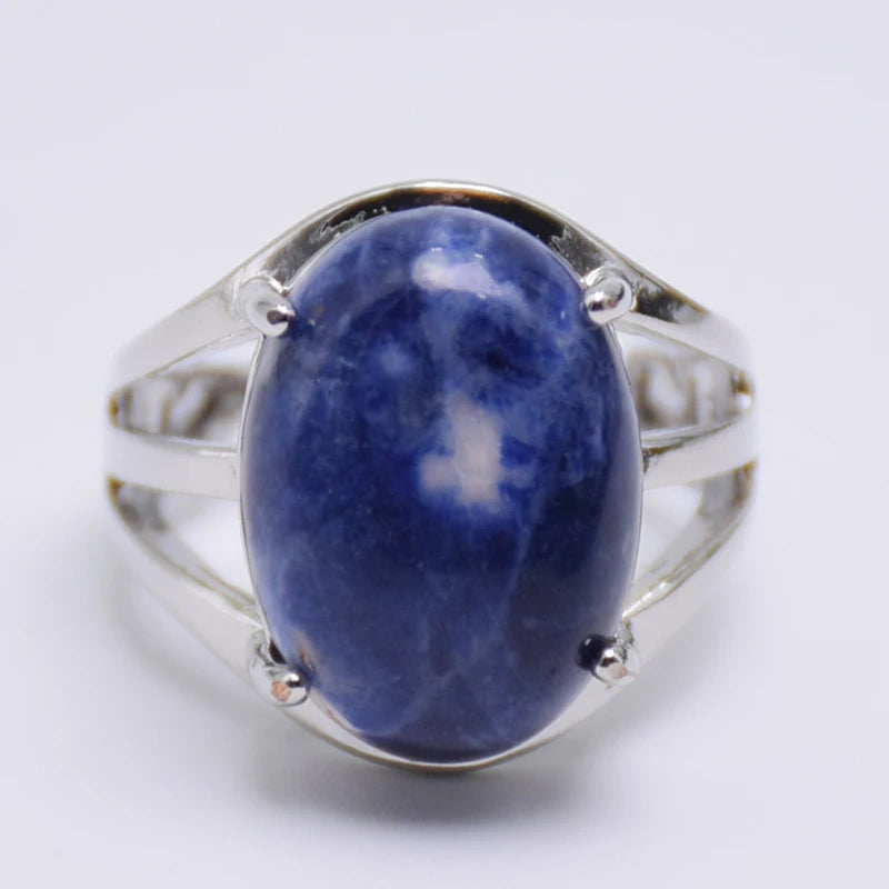 luckacco new women fashion ring natural stone pink quartz purple crystal lapis opening rings opal oval bead adjustable size party jewelry