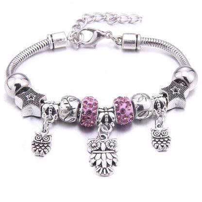 Luckacco  dragonfly owl Shape Crystal Charm Bracelets Beads Bracelet Women DIY Beads Brand Bracelets & Bangles Jewelry Gift