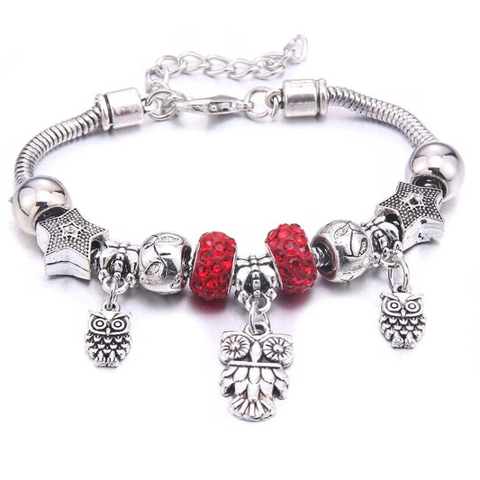 Luckacco  dragonfly owl Shape Crystal Charm Bracelets Beads Bracelet Women DIY Beads Brand Bracelets & Bangles Jewelry Gift