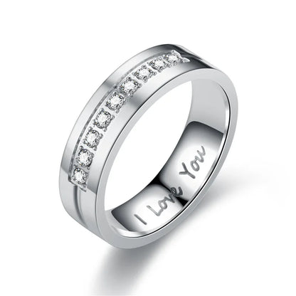 Luckacco Fashion Women Men Titanium Steel Ring Classic Letter I Love You Rings Gold Color Jewelry for Couple Weeding Gift Accessories