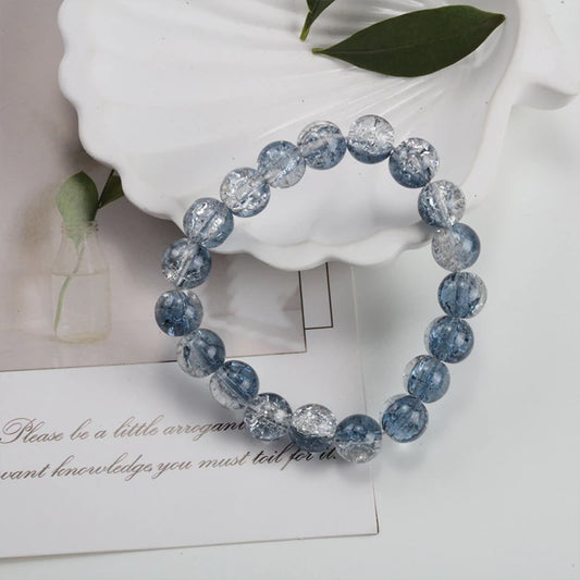 Luckacco Shinning Crystal Beads Elastic Bracelet Korean Style Colorful Crystal Glass Beaded Bracelet Bangles For Women