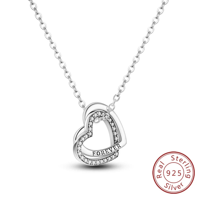luckacco necklace 925 sterling silver butterfly love heart bear classic simple adjustable necklace for women girl fashion jewelry gifts
