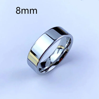 Luckacco 6/8mm Smooth Customized Stainless Steel Silver Color Ring for Women Men Custom Engrave Name Logo Lover Couple Charm Jewelry Gift