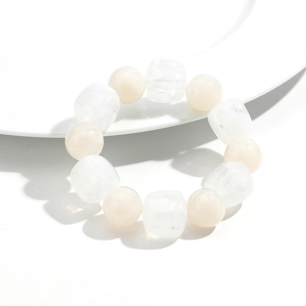 luckacco acrylic chunky irregular square round beaded bracelet for women european and american simple bracelet fashion hand accessories