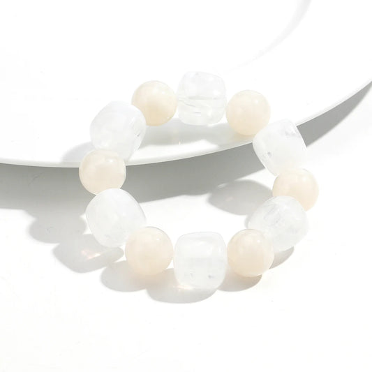 Luckacco Acrylic Chunky Irregular Square Round Beaded Bracelet for Women European and American Simple Bracelet Fashion Hand Accessories