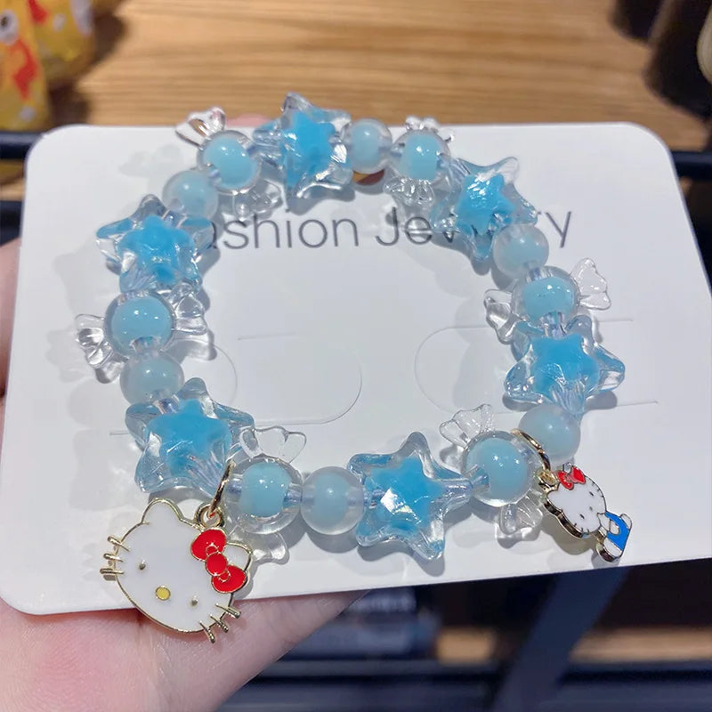 luckacco sweet star candies cinnamoroll stellalou bracelet hellokitty beads shine charm girls child jewelry accessories birthday gifts