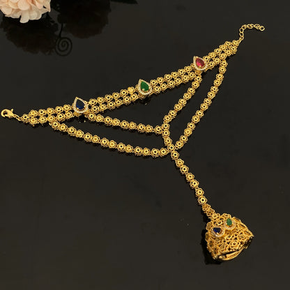 Luckacco JRH Gold Plated 4-Piece Jewelry Set for Women Africa Elegant Necklace Earrings Bracelet Ring Luxury Gift Set for Her