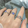 Luckacco New Y2K Crystal Rings Kpop Heart Adjustable Ring Irregular Geometry Punk Vintage Rings Set for Women Girls 2025 Fashion Jewelry