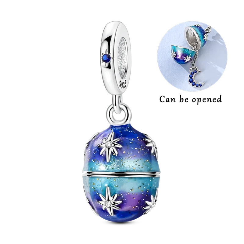 luckacco 925 sterling silver golden charms easter can be opened eggs bead rabbit pendants fit original bracelet diy jewelry gift