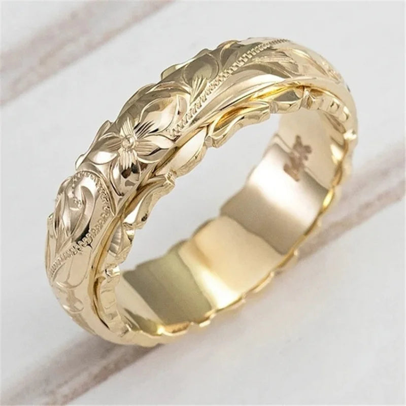luckacco alloy carving rose flower ring - trendy unisex jewelry size 5-11 perfect valentine's day gift