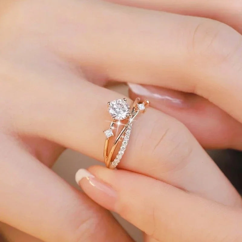 luckacco new twist design fancy women finger rings with shiny cubic zirconia exquisite engage jewelry wedding accessories кольцо женское