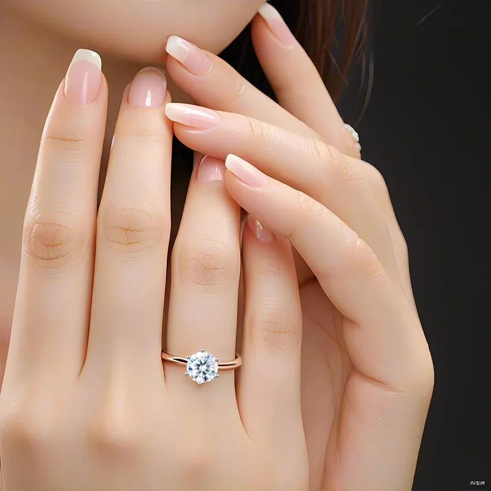 luckacco classic real 1 carat d color moissanite wedding rings for women white gold plated 100% 925 sterling silver bridal fine jewelry