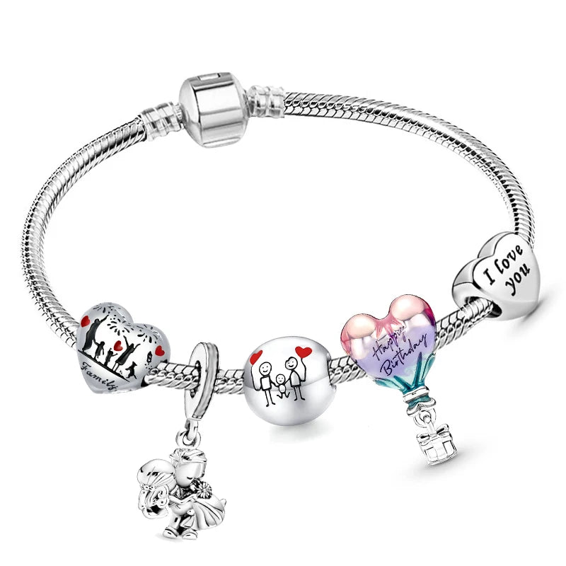 luckacco romantic style jewelry charm bracelets with family love beads bracelet for women couples pulseras jewelry gift special offer