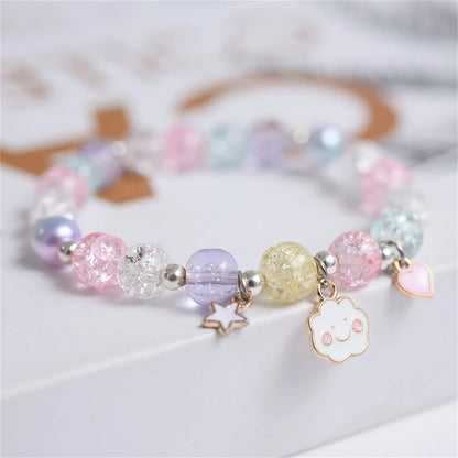Luckacco Girls First Day of School Bracelet Cute Friendship Princess Bracelet for Kids Cartoon Rabbit Unicorn Charms Jewelry Accessories