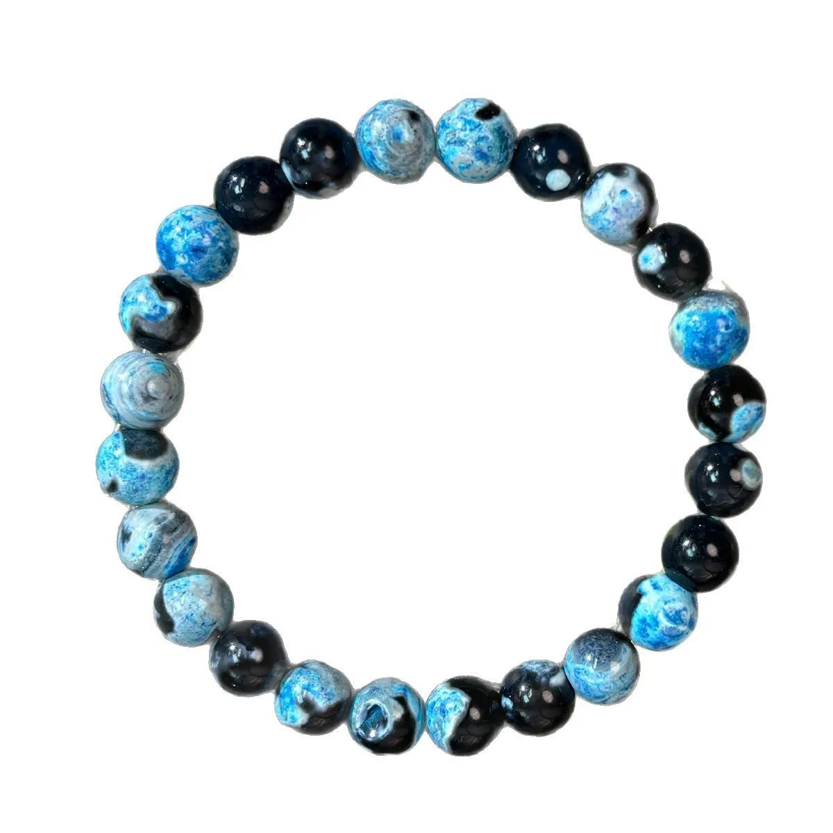 luckacco 8mm blue fire agate bracelet - natural relaxation and mental clarity, perfect gift for family and friends