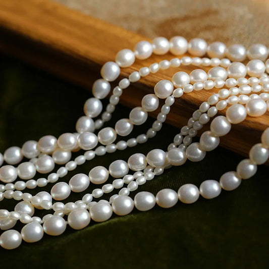 Luckacco Women Elegant Multilayer Long Freshwater Pearls Necklace Sweater Chain Jewelry Fashion Eight Buckle Necklaces