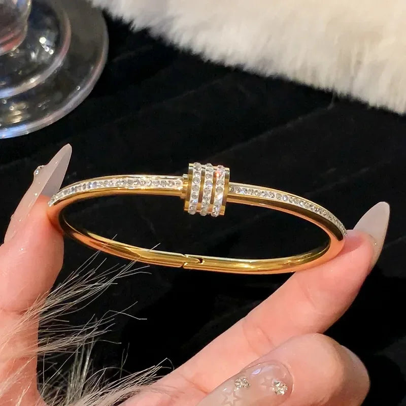 luckacco silver color stainless steel colorfast bracelets skyful star bracelet set for women fashion light luxury jewelry gifts