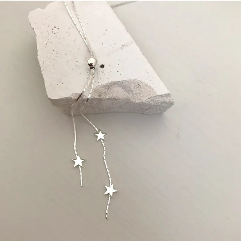 luckacco new fashion simple 925 sterling silver star pendant necklace for women girl clavicle chain choker statement jewelry