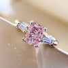 Luckacco Square Pink Cubic Zirconia Wedding 925 Sterling Silver Rings for Women Romantic Bridal Marriage Party Rings Fashion Jewelry