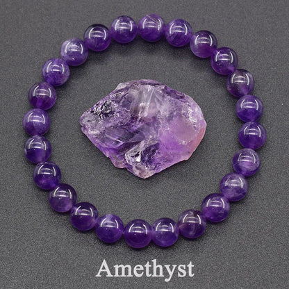 Luckacco Natural Amethyst Quartz Crystal Bead Bracelet Health Bracelet for Women Weight Loss Fatigue Pressure Fatigue Relief Yoga Jewelry