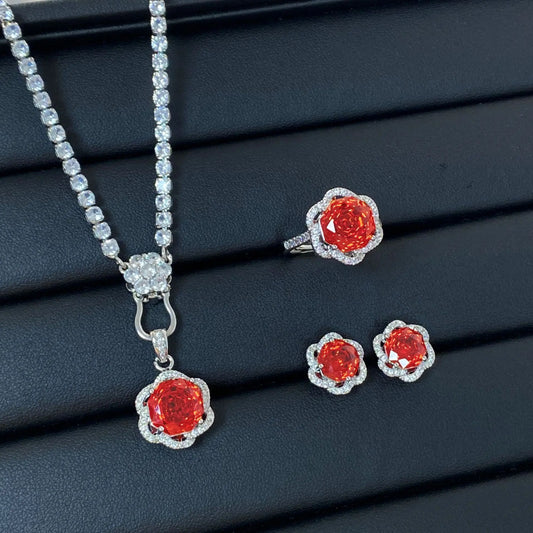 Luckacco Valuable Lab Jade Diamond Jewelry set 925 Sterling Silver Engagement Wedding Rings Earrings Necklace For Women Bridal Party Gift