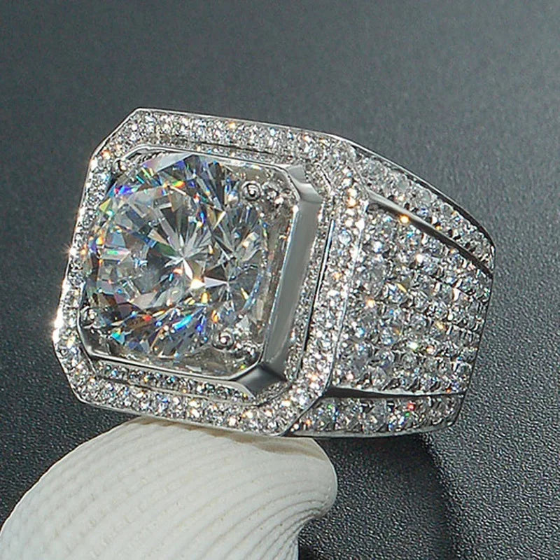 luckacco sale 5-12 white golden iced out hiphop engagement rings cz pinky men women full crystal ring