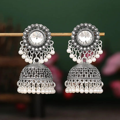 Luckacco Vintage Fashion Vintage Ethnic Earrings For Women Bijoux Simulated Pearl Beads Tassel Stud Earrings Jewellery Women Accessories