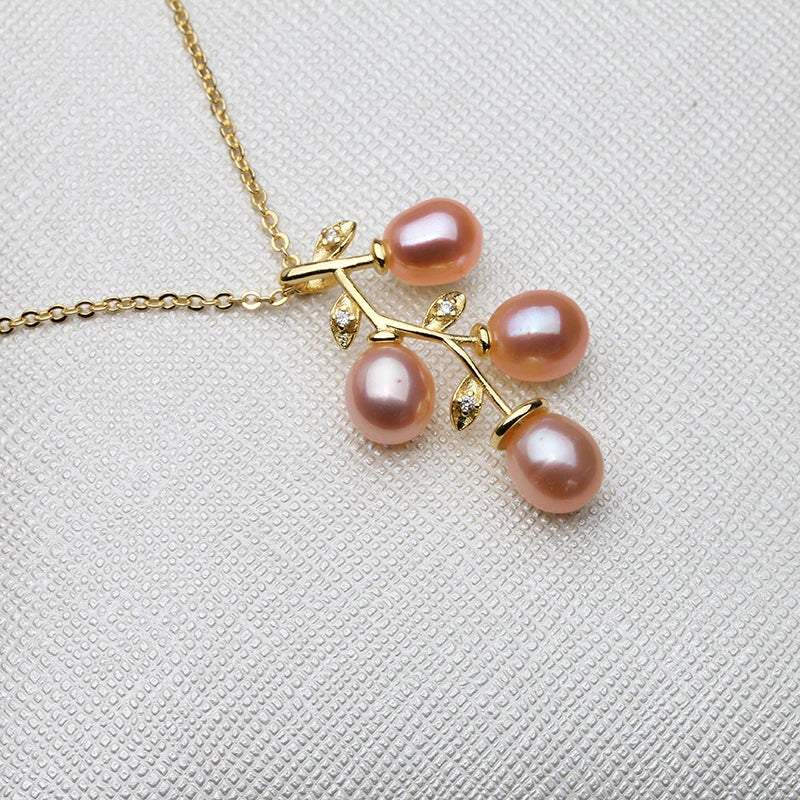 luckacco cute new pink natural pearl pendant for women,wedding freshwater pearl necklace mother wife birthday gift white