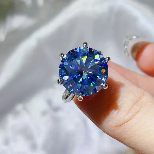 Luckacco Solitaire 5Ct D Color Moissanite Diamond Ring Real 925 Sterling Silver Party Wedding Band Rings for Women Men Engagement Jewelry