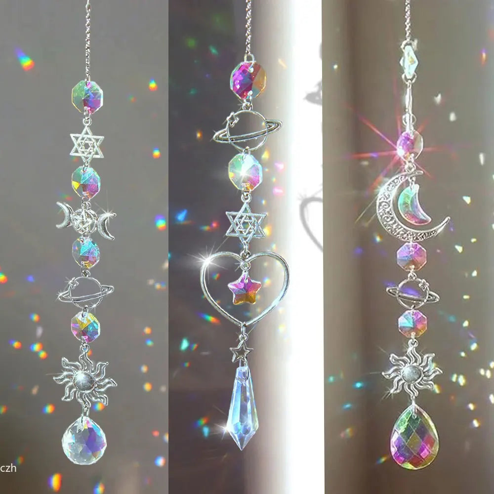 luckacco crystal wind chime rainbow maker sun catcher dream catcher pendant home garden decor wind chime, holiday, festival, home decor,