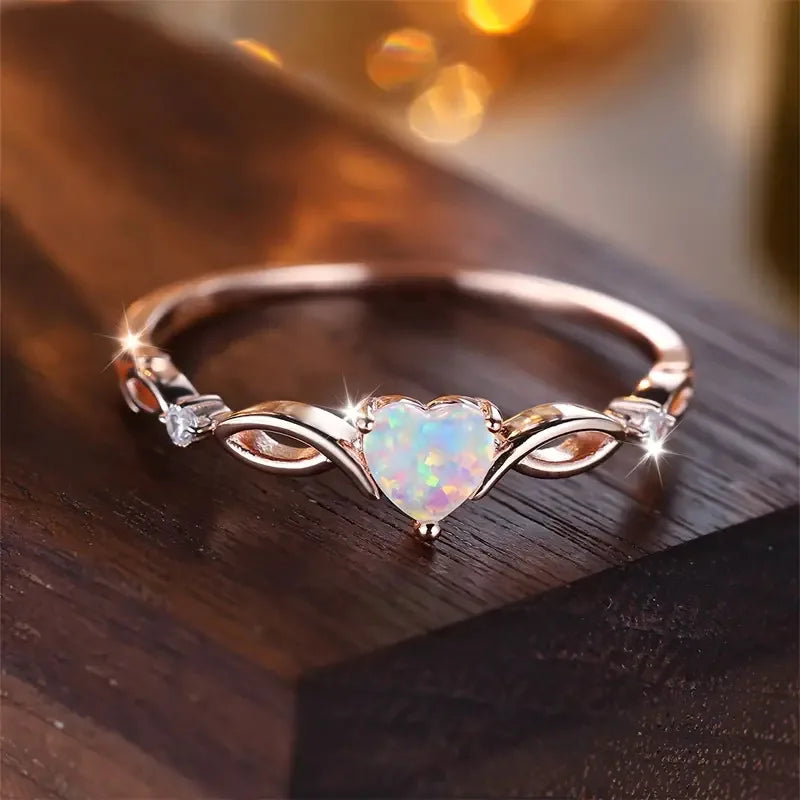 luckacco love heart stone rings for women rose gold silver color wedding band bridal engagement jewelry mother's day gift кольцо женское