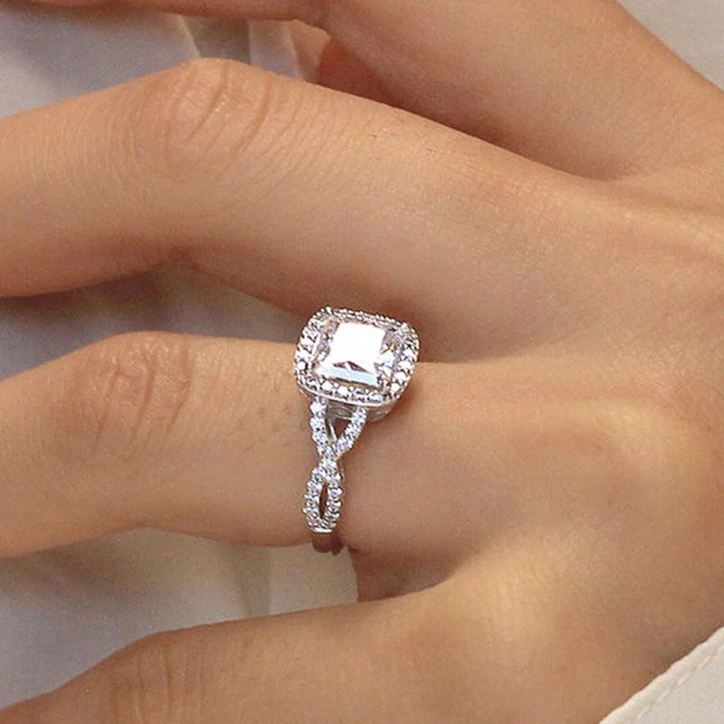 luckacco daily picks temperament women's rings for wedding newly designed female accessories engagement party cubic zirconia statement jewelry