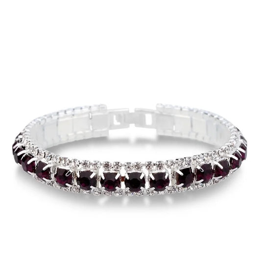 Luckacco New Arrival  925 Sterling Silver Silve Women Classic Jewelry Holiday Gift  Clear Red Cubic Zircon Bracelet& Bangle