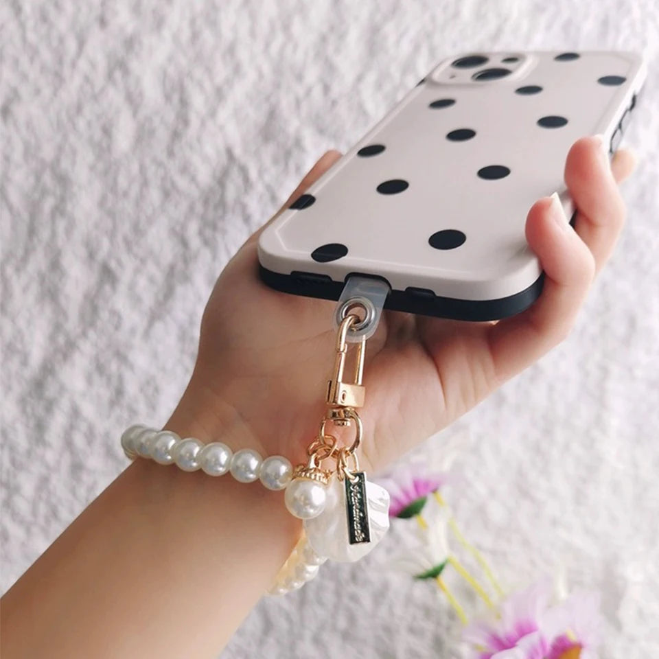 luckacco picks cute pearl keychain for women girls shiny pearl bead shell phone bag backpack charm accessory car key key chain pendant