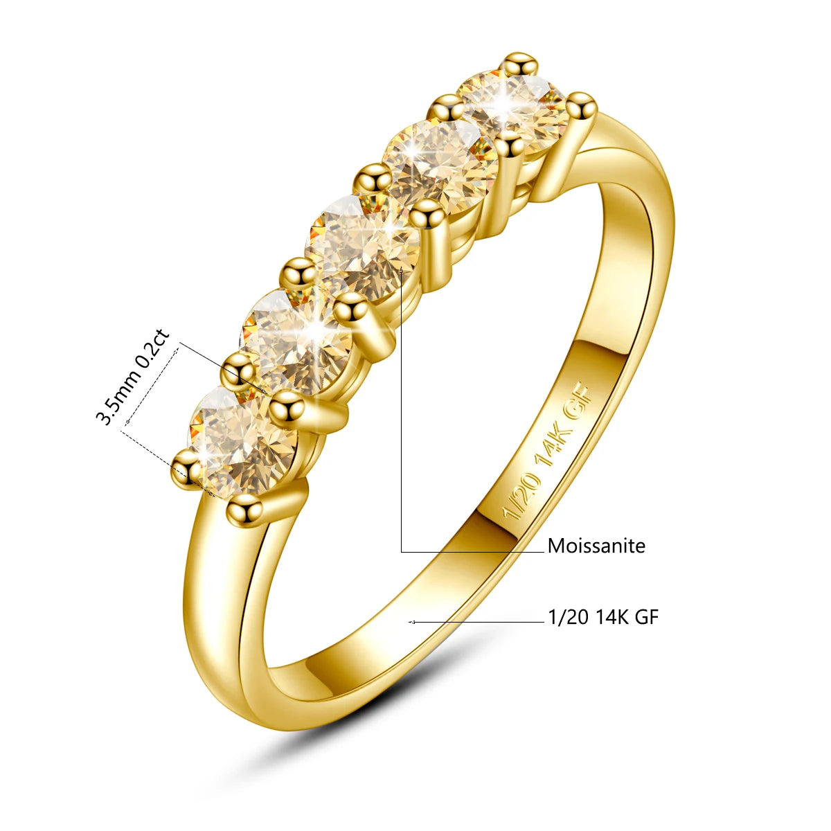 luckacco szjinao 14k gold filled rings for woman 1.0ct 3.5mm moissanite diamond wedding jewelry no tarnish engagement lady gift